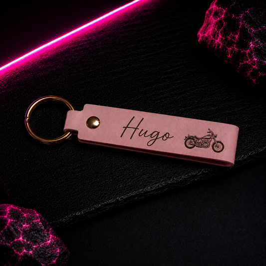 Porte Clé Simili Cuir Personnalisé Rose