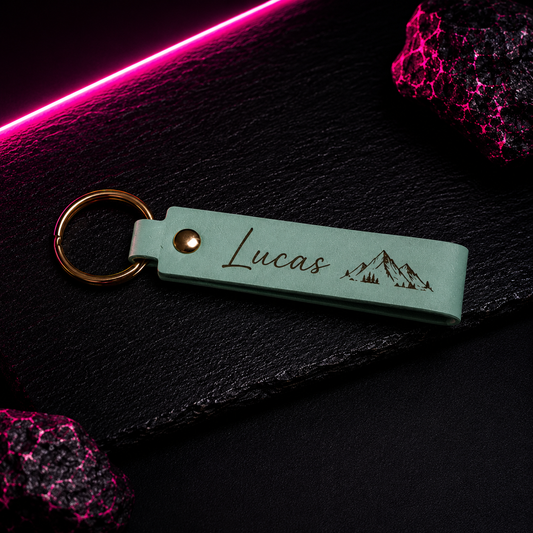 Porte Clé Simili Cuir Personnalisé Vert
